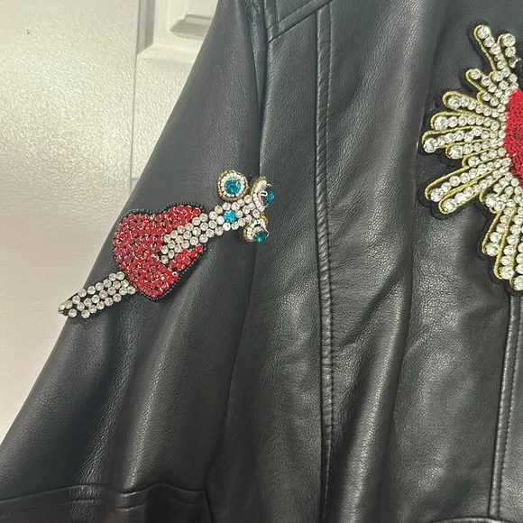 💎 Mango Jeweled Vegan Leather Jacket