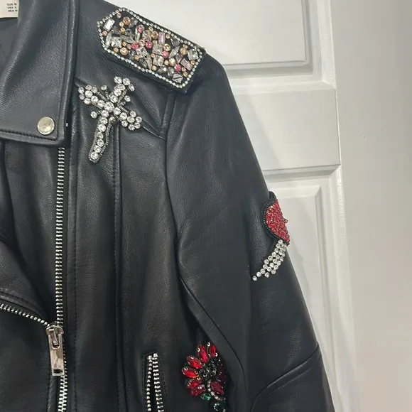 💎 Mango Jeweled Vegan Leather Jacket