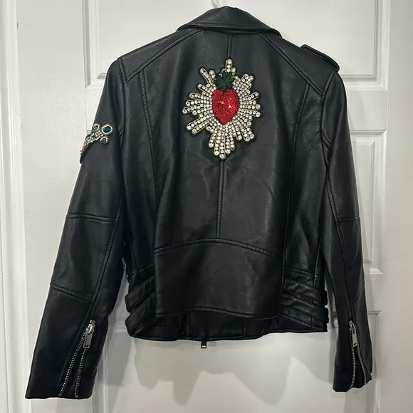 💎 Mango Jeweled Vegan Leather Jacket
