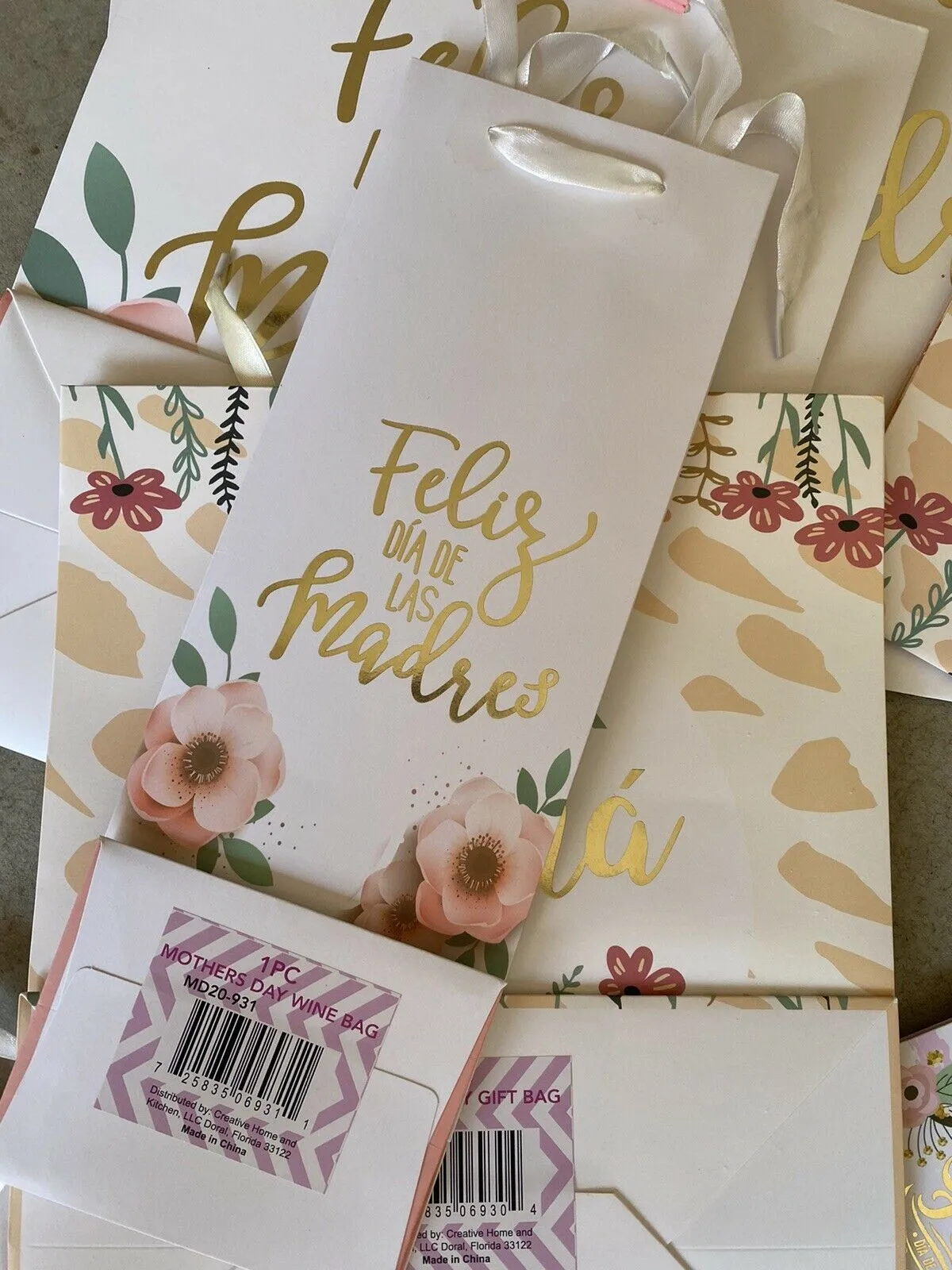 (100) Mother's Day Gift Bags & Wine Bottle Spanish Assorted Bulk Lot Feliz Madre