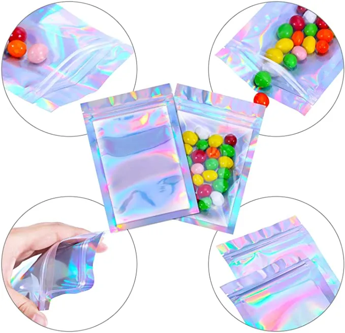 100 Pieces Resealable Smell Proof Bags Foil Pouch Bag Flat Ziplock Bag for Party Favor Food Storage (Green, 4 x 6 Inch)