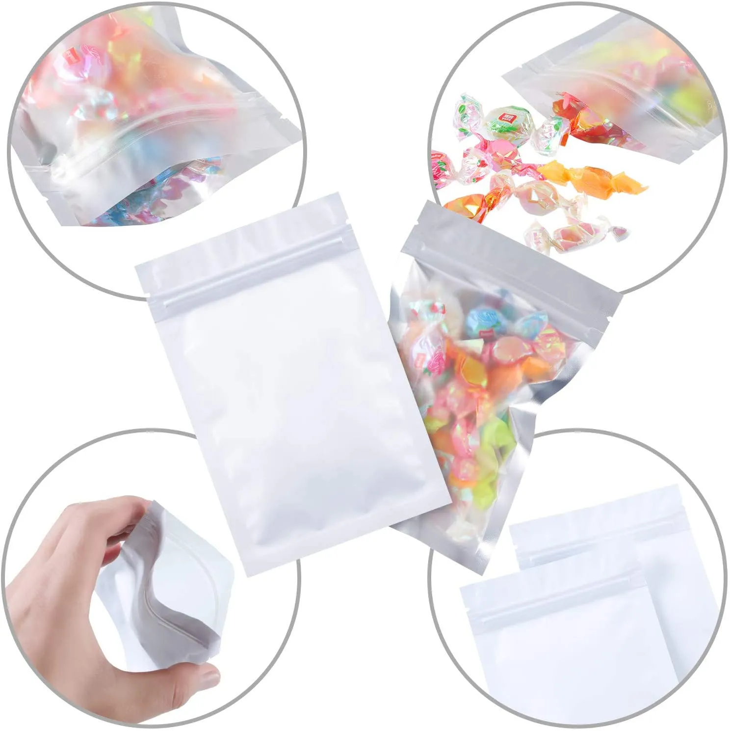 100 Pieces Resealable Smell Proof Bags Foil Pouch Bag Flat Ziplock Bag for Party Favor Food Storage (Green, 4 x 6 Inch)