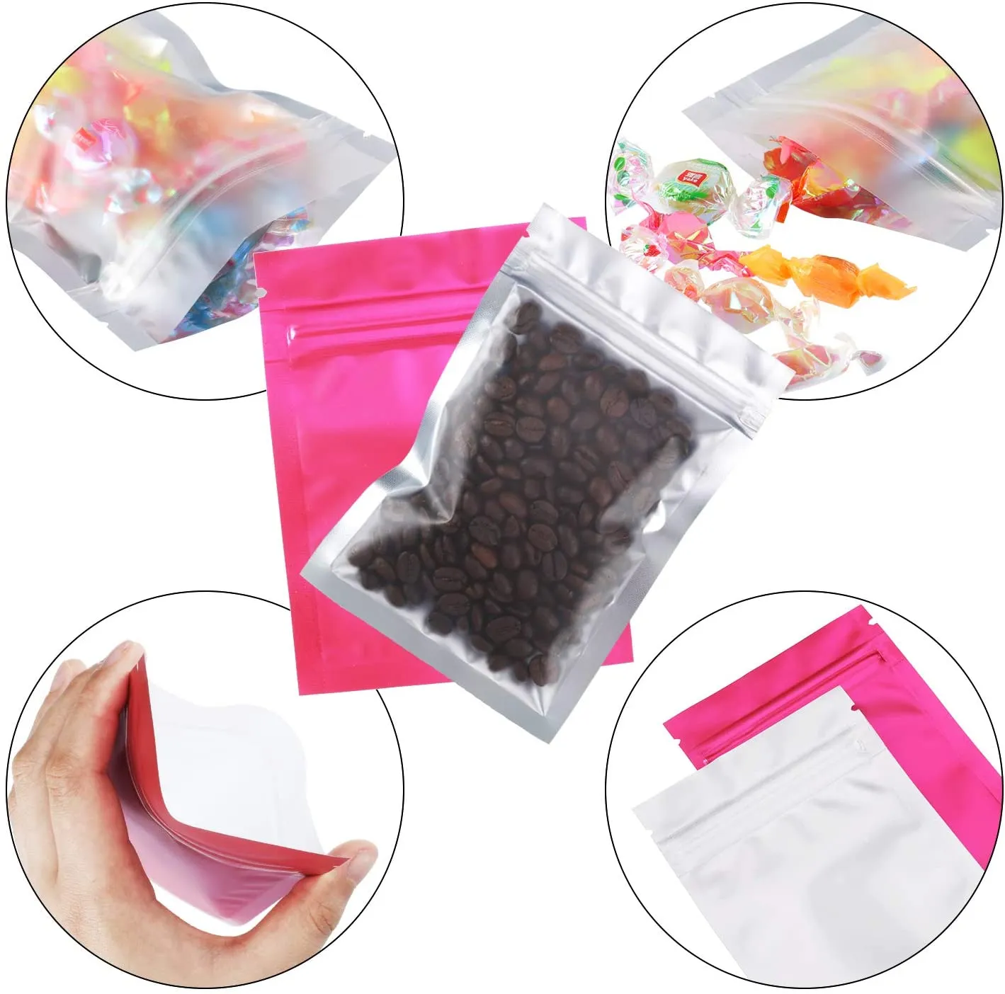 100 Pieces Resealable Smell Proof Bags Foil Pouch Bag Flat Ziplock Bag for Party Favor Food Storage (Green, 4 x 6 Inch)
