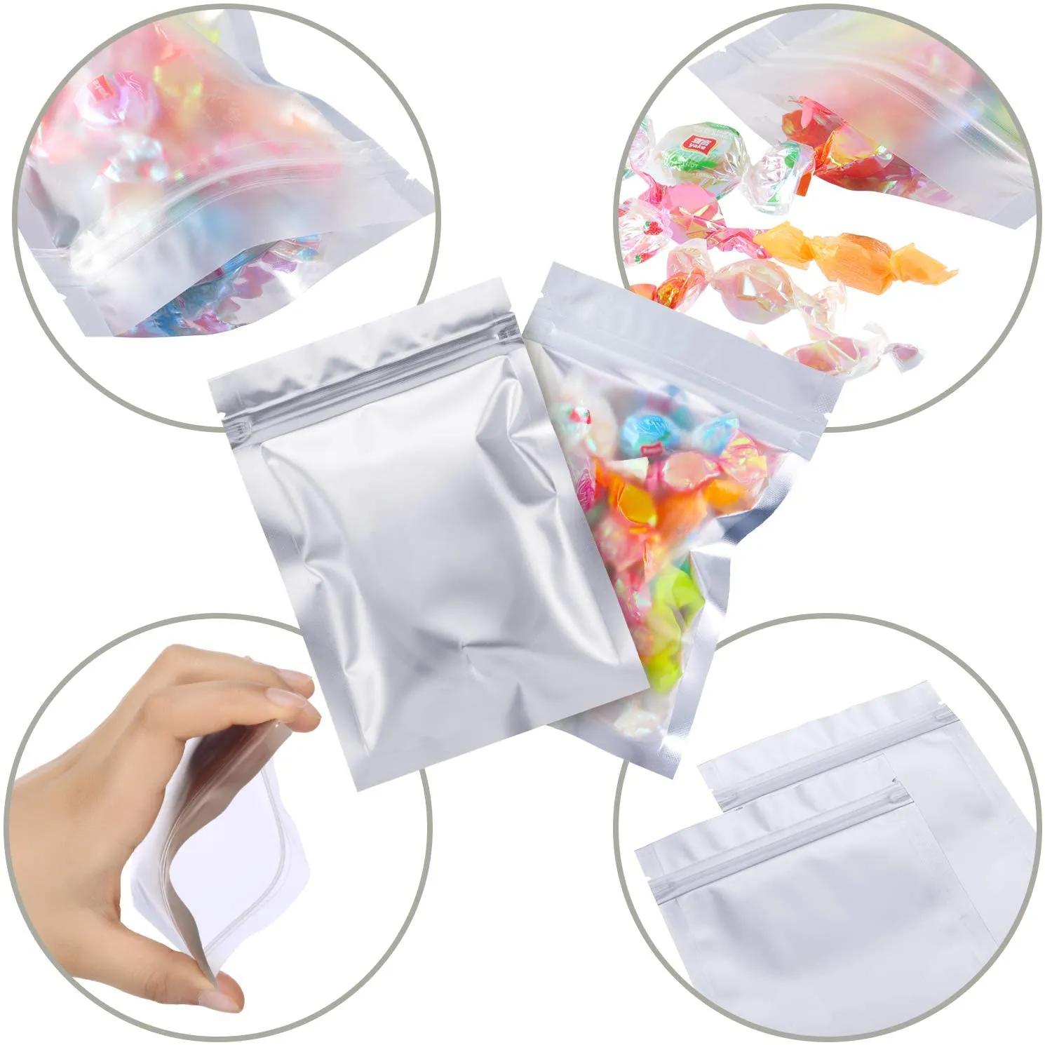 100 Pieces Resealable Smell Proof Bags Foil Pouch Bag Flat Ziplock Bag for Party Favor Food Storage (Green, 4 x 6 Inch)