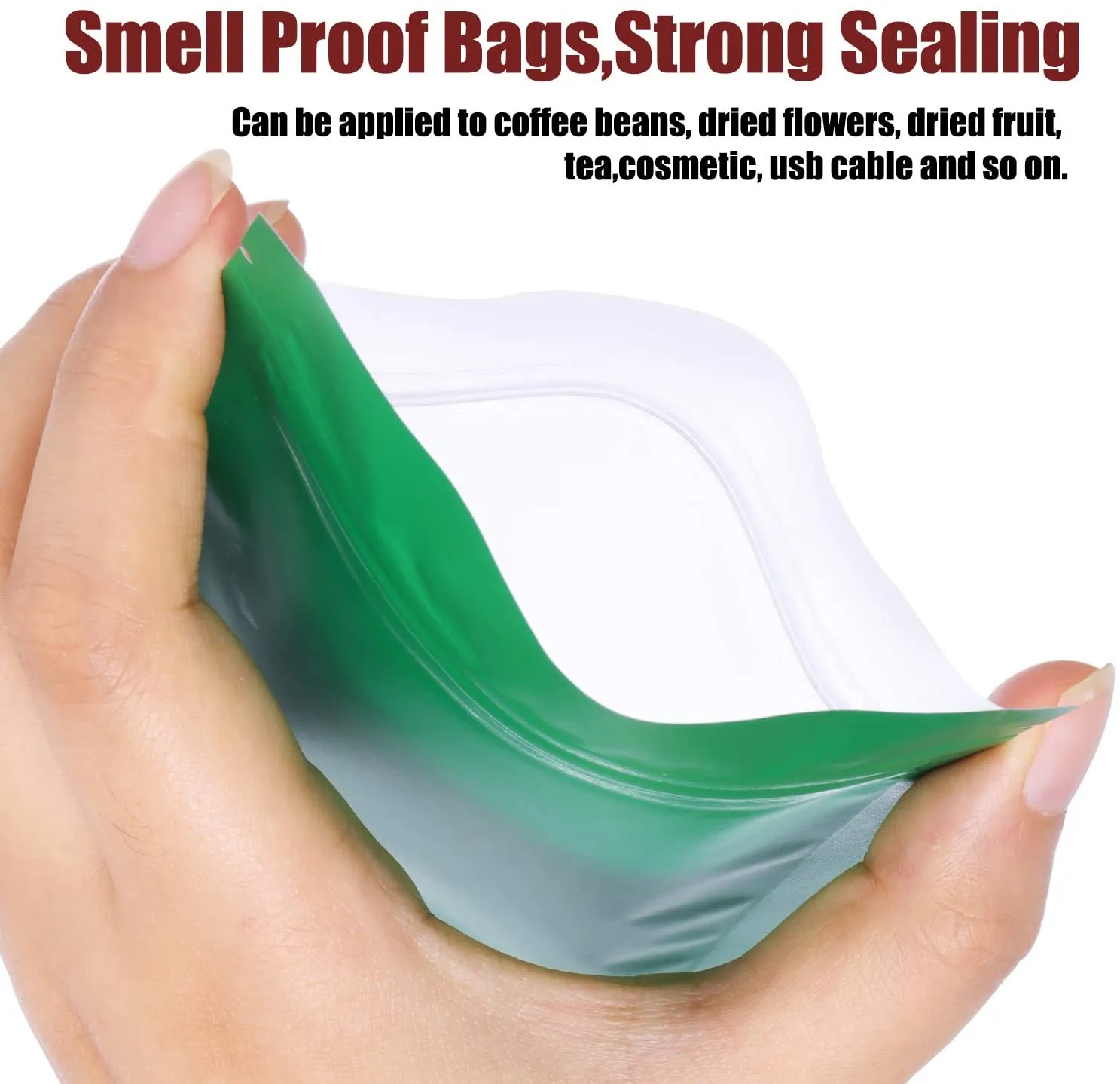 100 Pieces Resealable Smell Proof Bags Foil Pouch Bag Flat Ziplock Bag for Party Favor Food Storage (Green, 4 x 6 Inch)