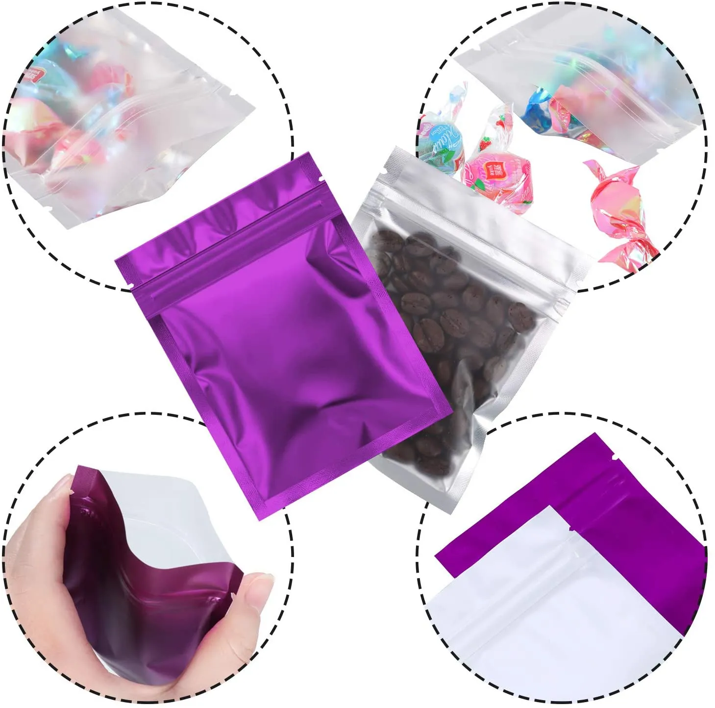 100 Pieces Resealable Smell Proof Bags Foil Pouch Bag Flat Ziplock Bag for Party Favor Food Storage (Green, 4 x 6 Inch)