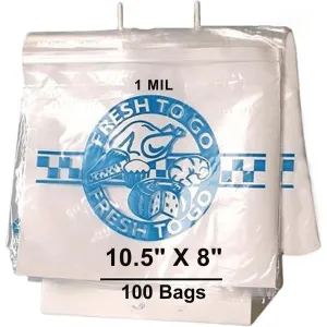10.5X8 inches Deli Bags Slide Seal Printed Fresh To Go One Color 1 Mil LDPE