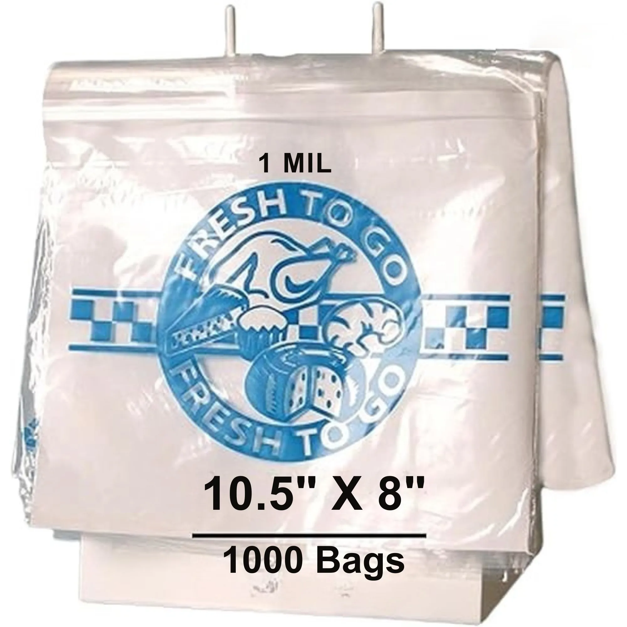 10.5X8 inches Deli Bags Slide Seal Printed Fresh To Go One Color 1 Mil LDPE