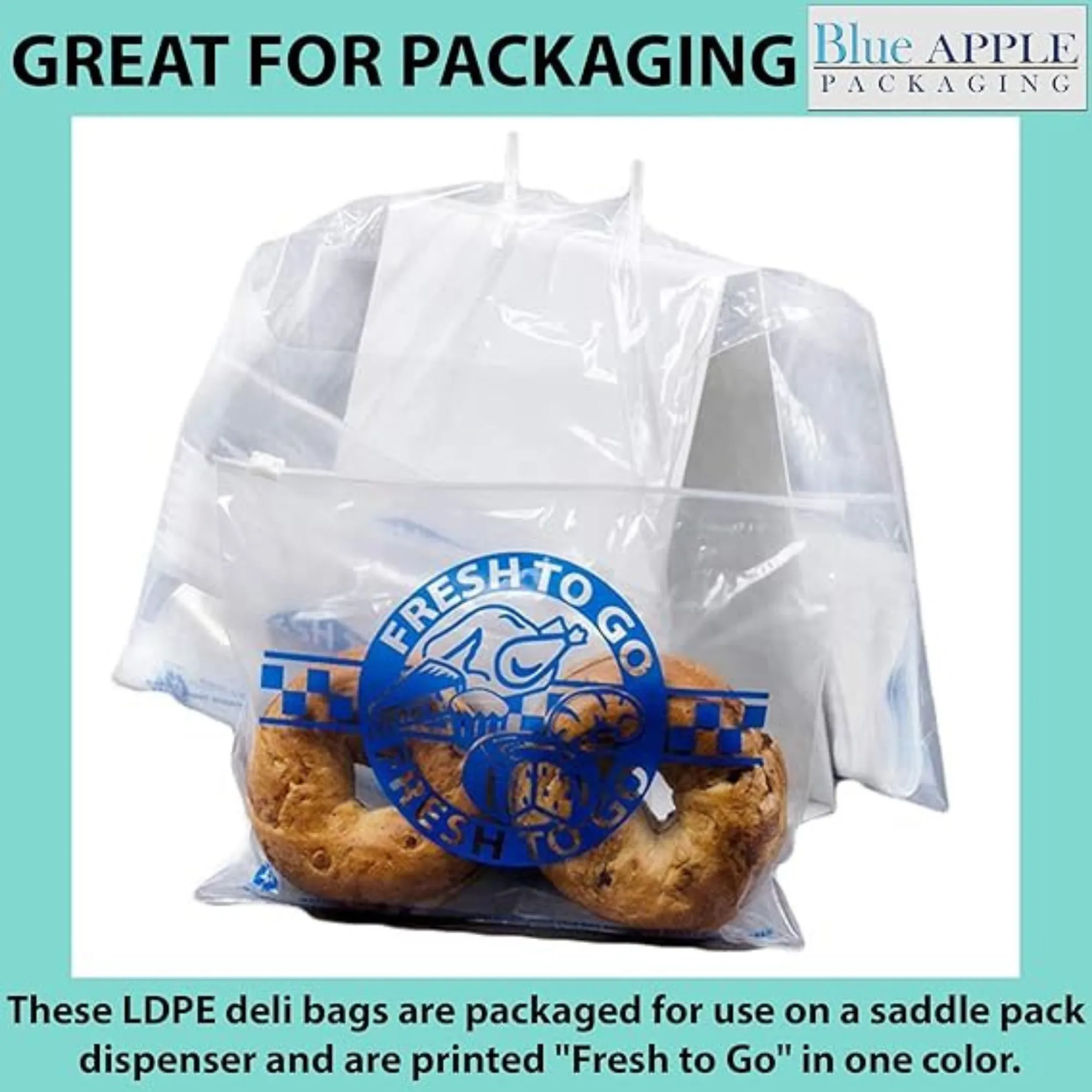 10.5X8 inches Deli Bags Slide Seal Printed Fresh To Go One Color 1 Mil LDPE