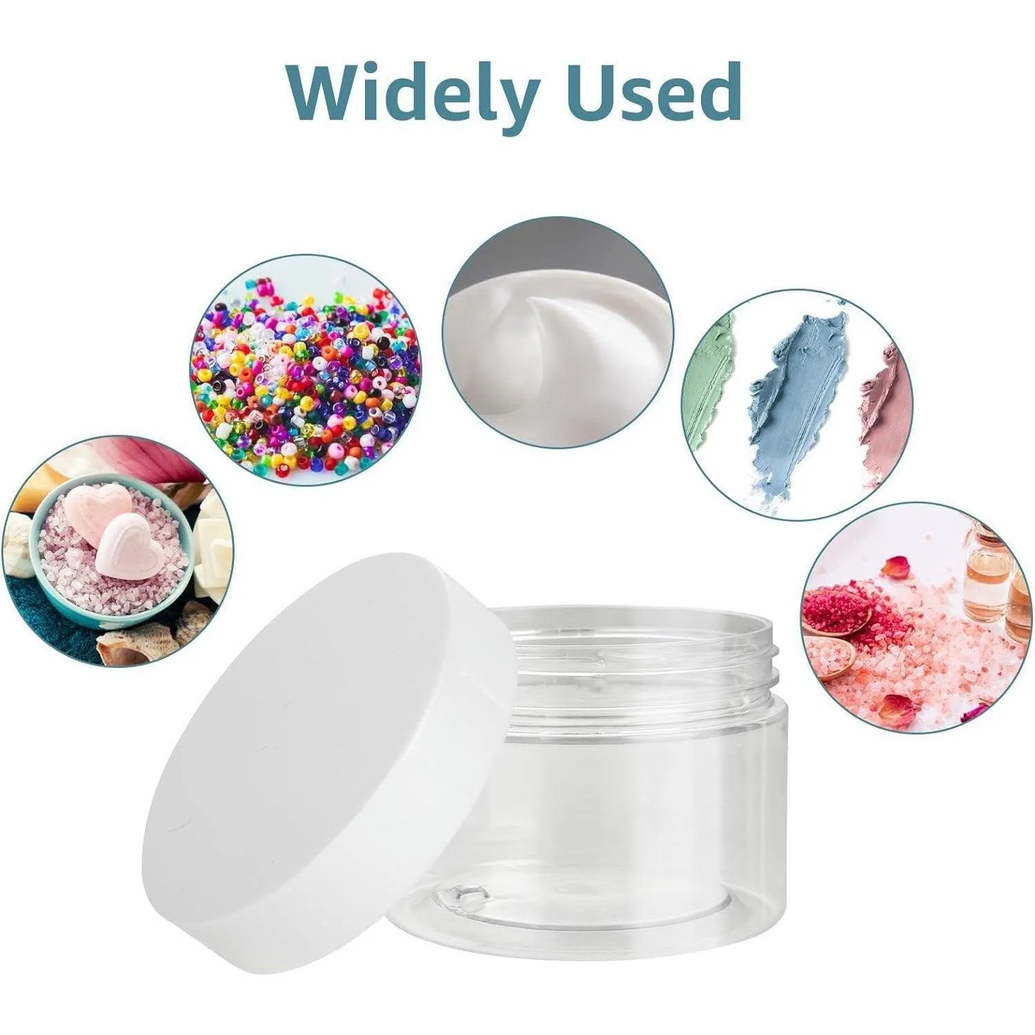 10pcs Transparent Wide Mouth Cream Dispenser White Lid Bottle Plastic Jar