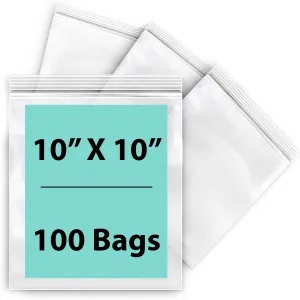 10X10 inches Reclosable Single Line Zipper Poly Bags 4 Mil (LDPE)
