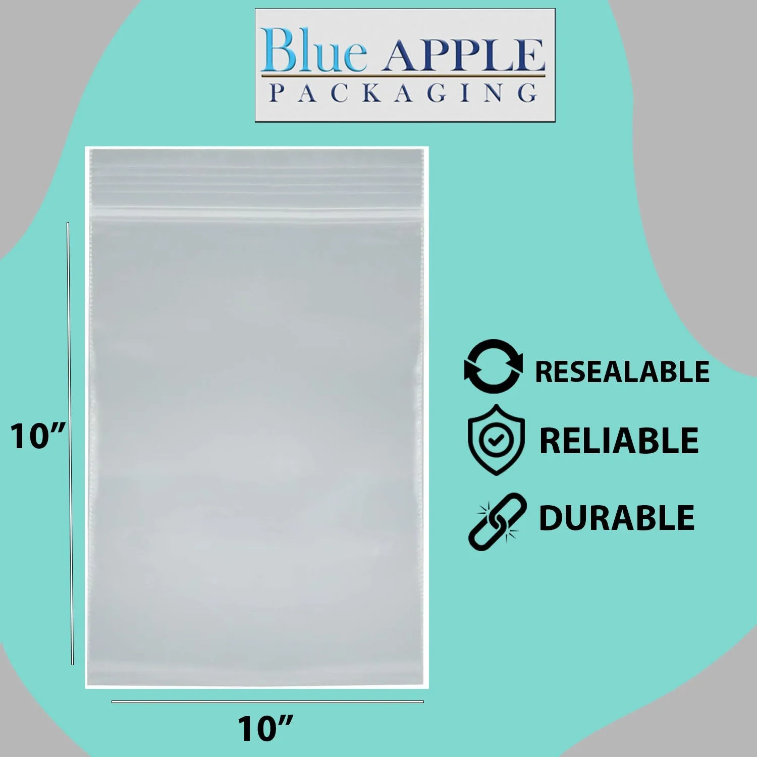 10X10 inches Reclosable Single Line Zipper Poly Bags 4 Mil (LDPE)