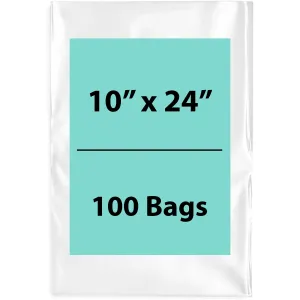 10X24 inches Clear Flat Poly Bags 4Mil Open Top (LDPE)