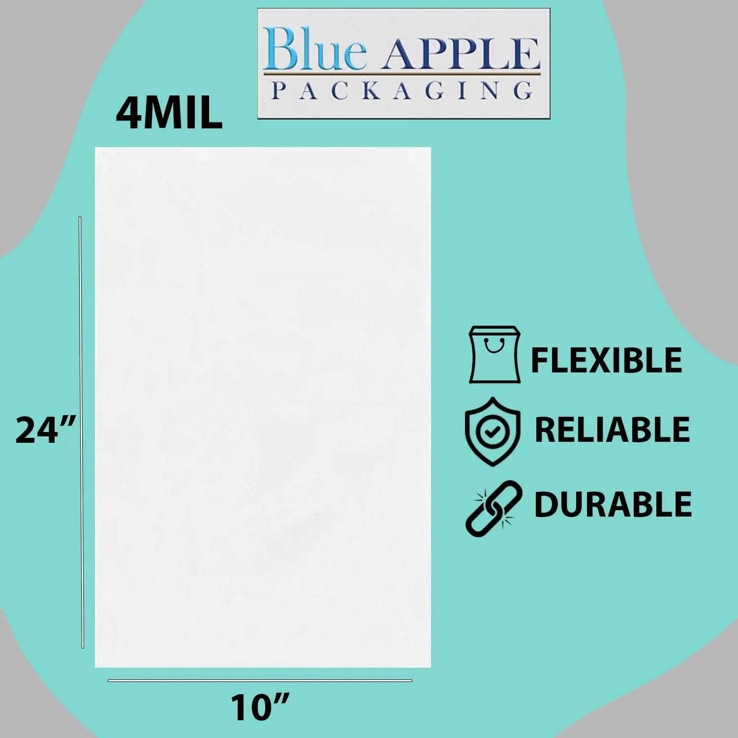 10X24 inches Clear Flat Poly Bags 4Mil Open Top (LDPE)