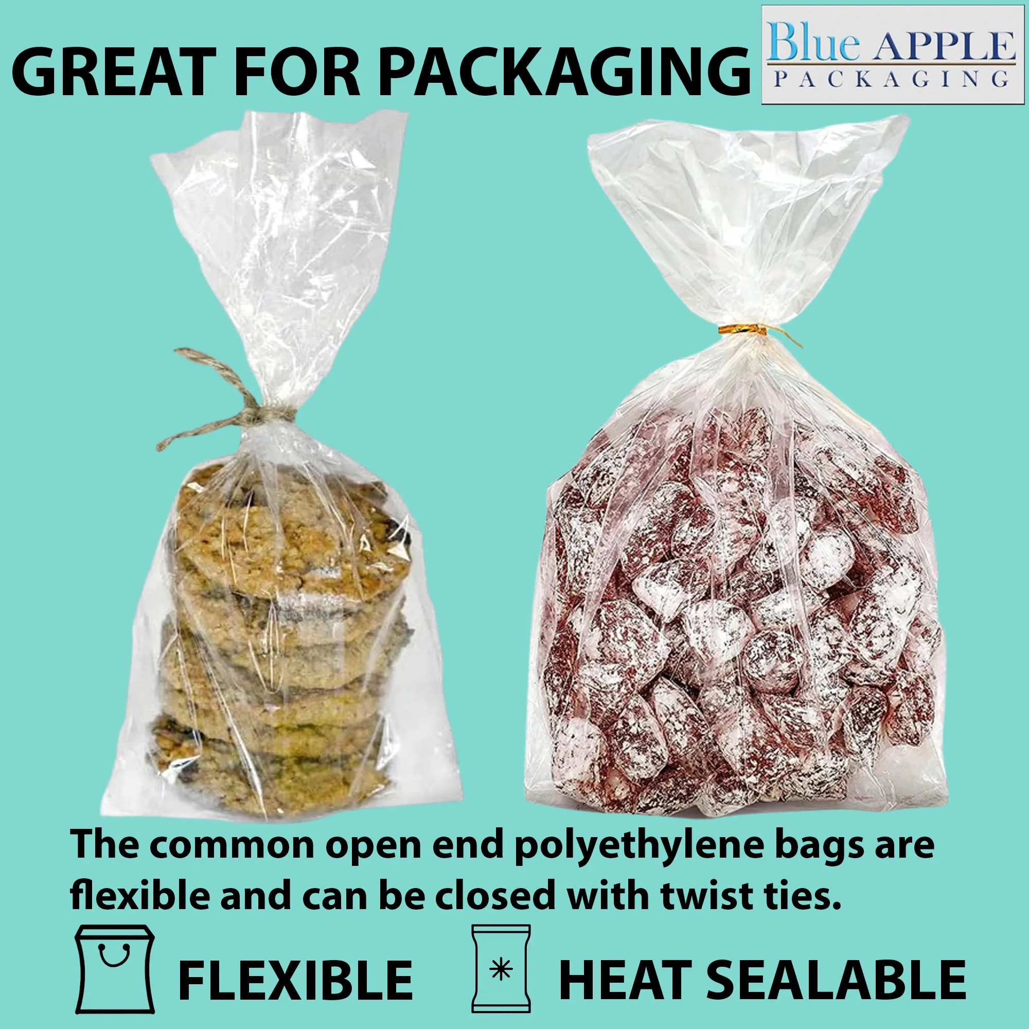 10X8X24 inches Gusseted Poly Bags Clear 2 Mil Low Density LDPE