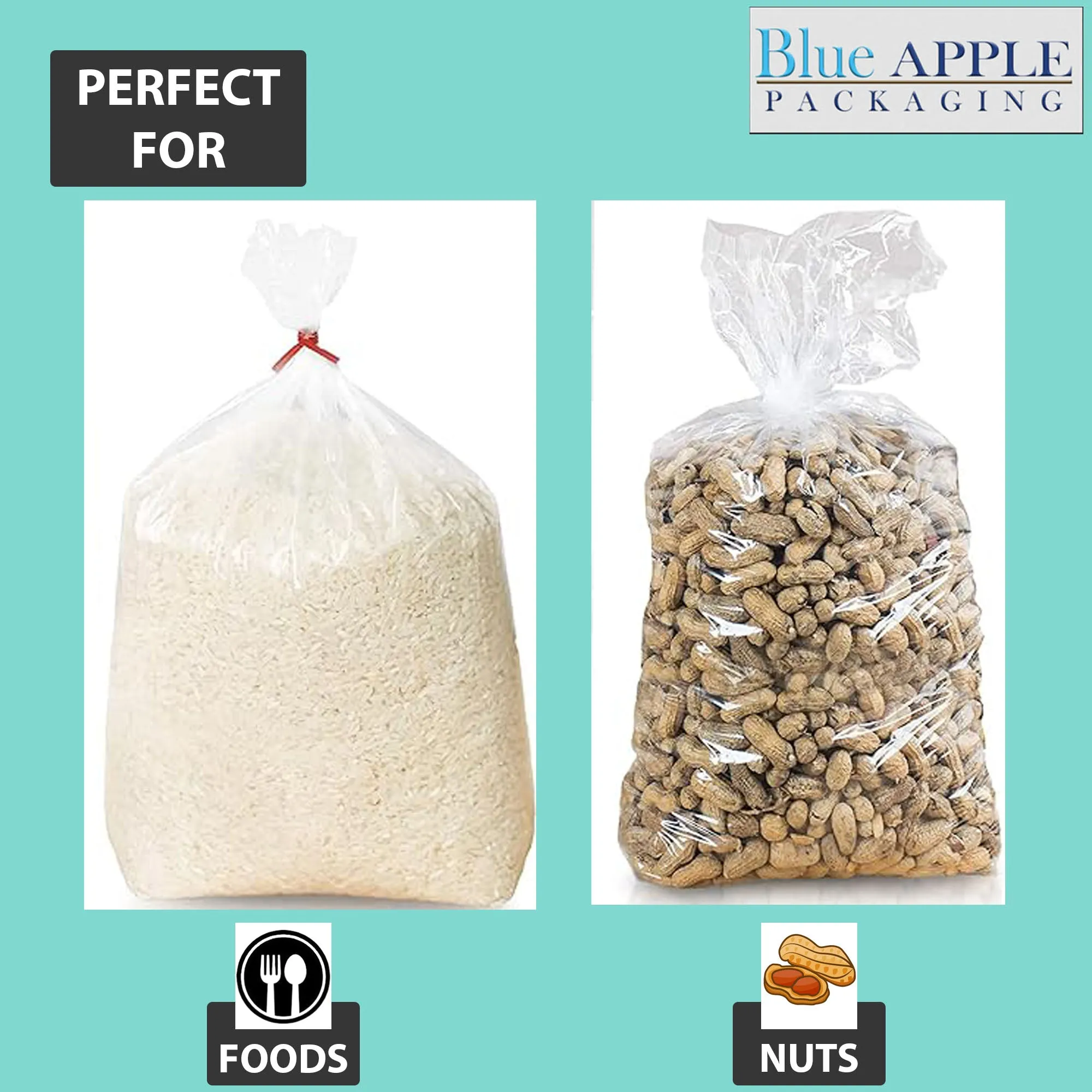 10X8X24 inches Gusseted Poly Bags Clear 2 Mil Low Density LDPE