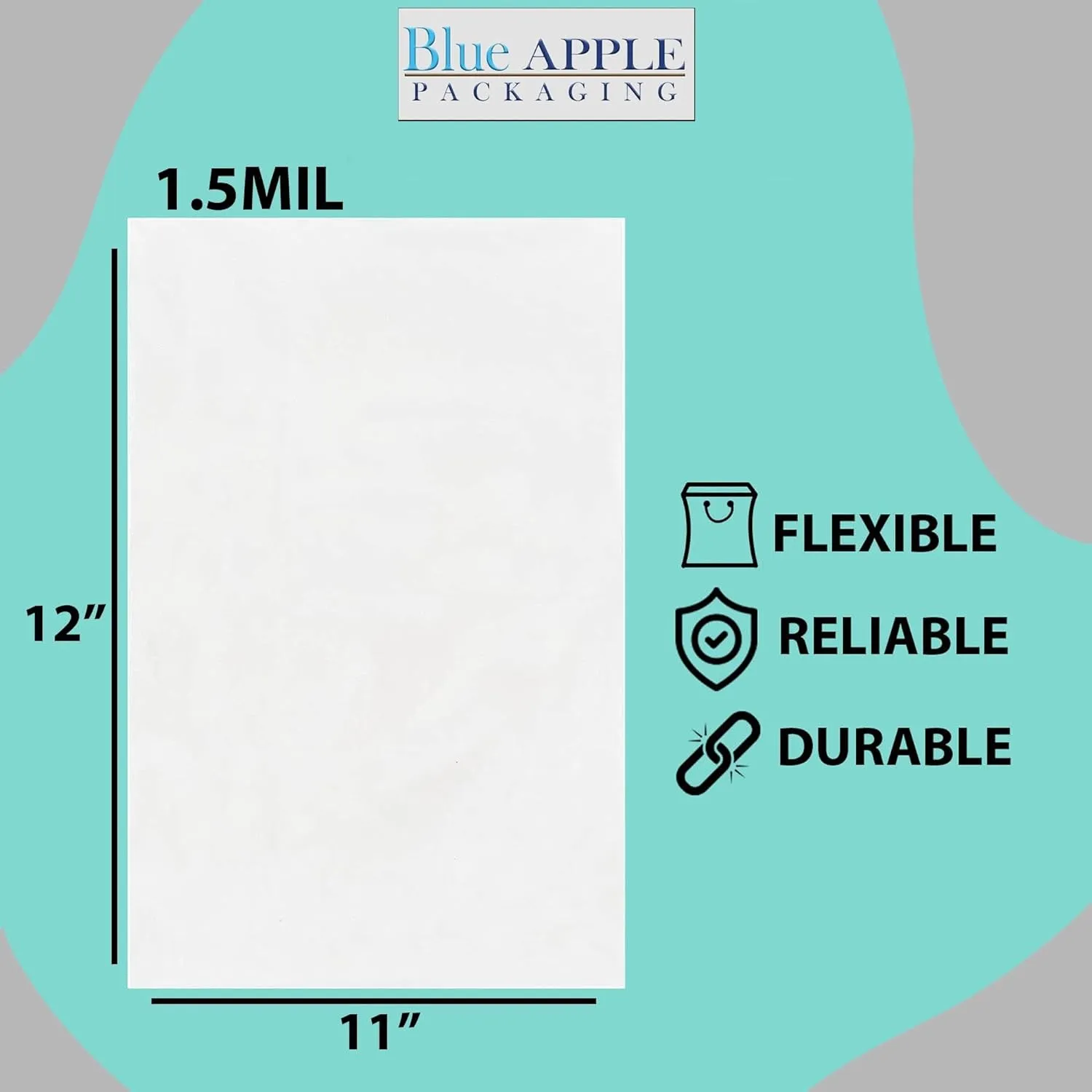 11X12 inches Clear Flat Poly Bags 1.5Mil Open Top (LDPE)