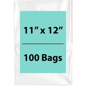 11X12 inches Clear Flat Poly Bags 1.5Mil Open Top (LDPE)