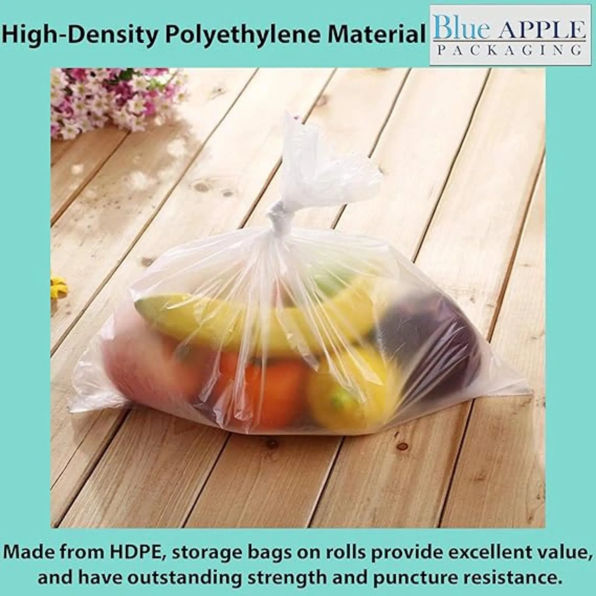 11X14 inches Utility Storage Poly Bags on a Roll 0.5 mil HDPE