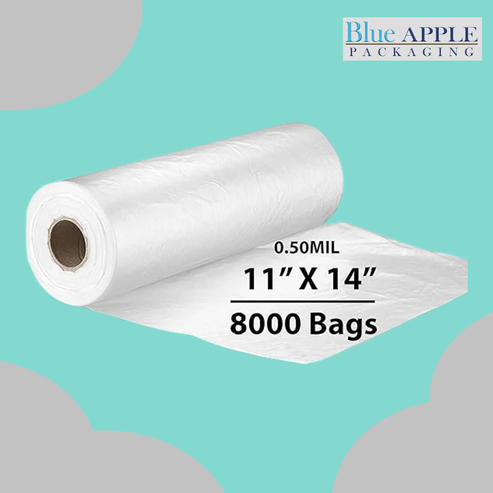 11X14 inches Utility Storage Poly Bags on a Roll 0.5 mil HDPE