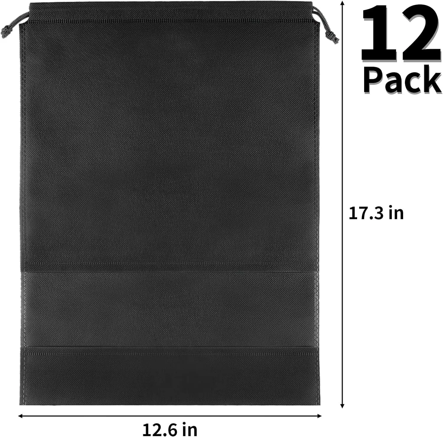 12 Pack Shoe Bags for Travel, Large Travel Shoe Bags for Packing with Clear Window, Dustproof Drawstring Travel Shoe Storage Bags Travel Essentials for Men & Women, Black