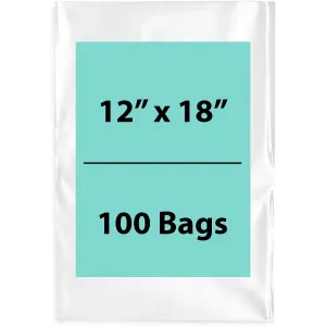 12X18 inches Clear Flat Poly Bags 1Mil Open Top (LLDPE)