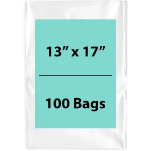 13X17 inches Clear Flat Poly Bags 1.5Mil Open Top (LDPE)
