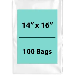 14X16 inches Clear Flat Poly Bags 2Mil Open Top (LDPE)