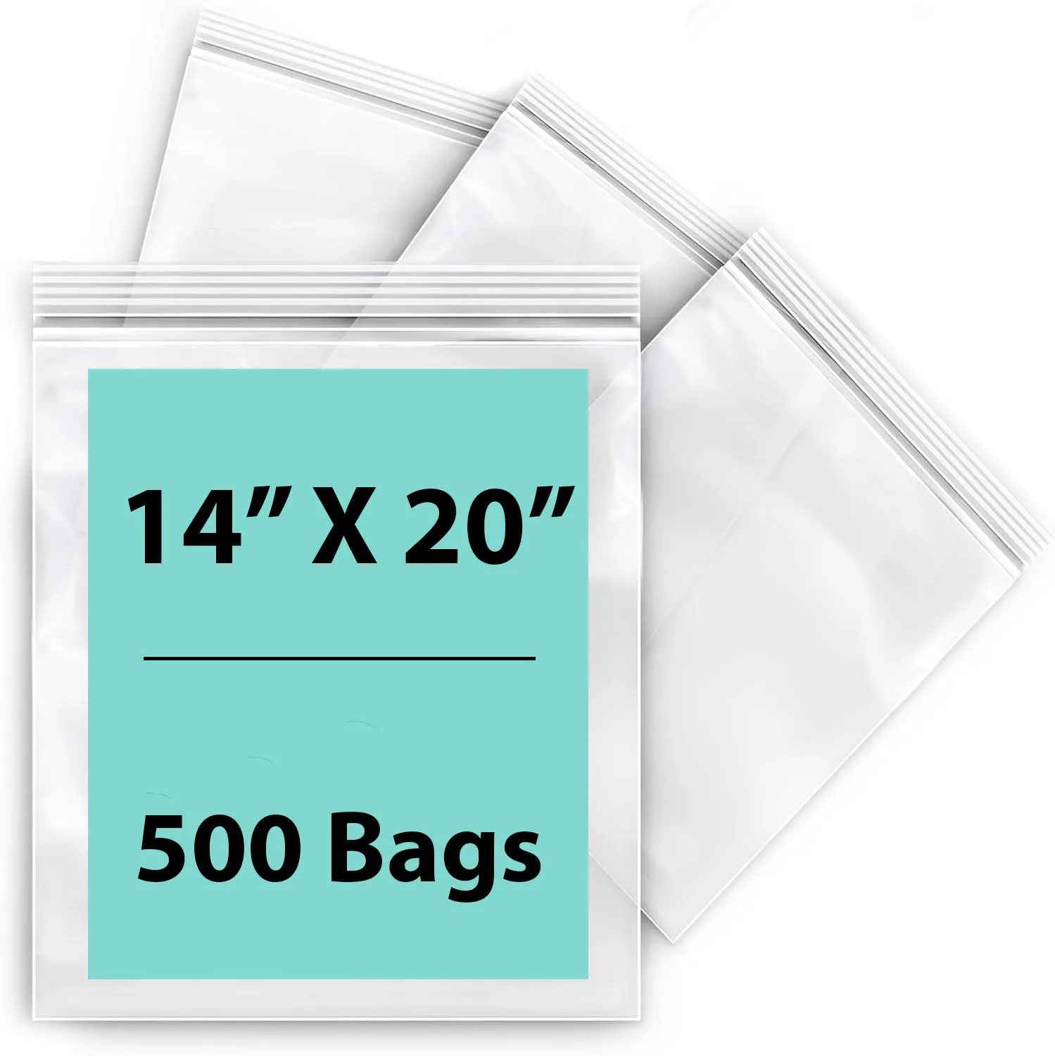 14X20 inches Reclosable Single Line Zipper Poly Bags 2 Mil (LDPE)
