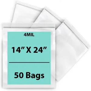 14X24 inches Reclosable Single Line Zipper Poly Bags 4 Mil (LDPE) 3 Gallon Size