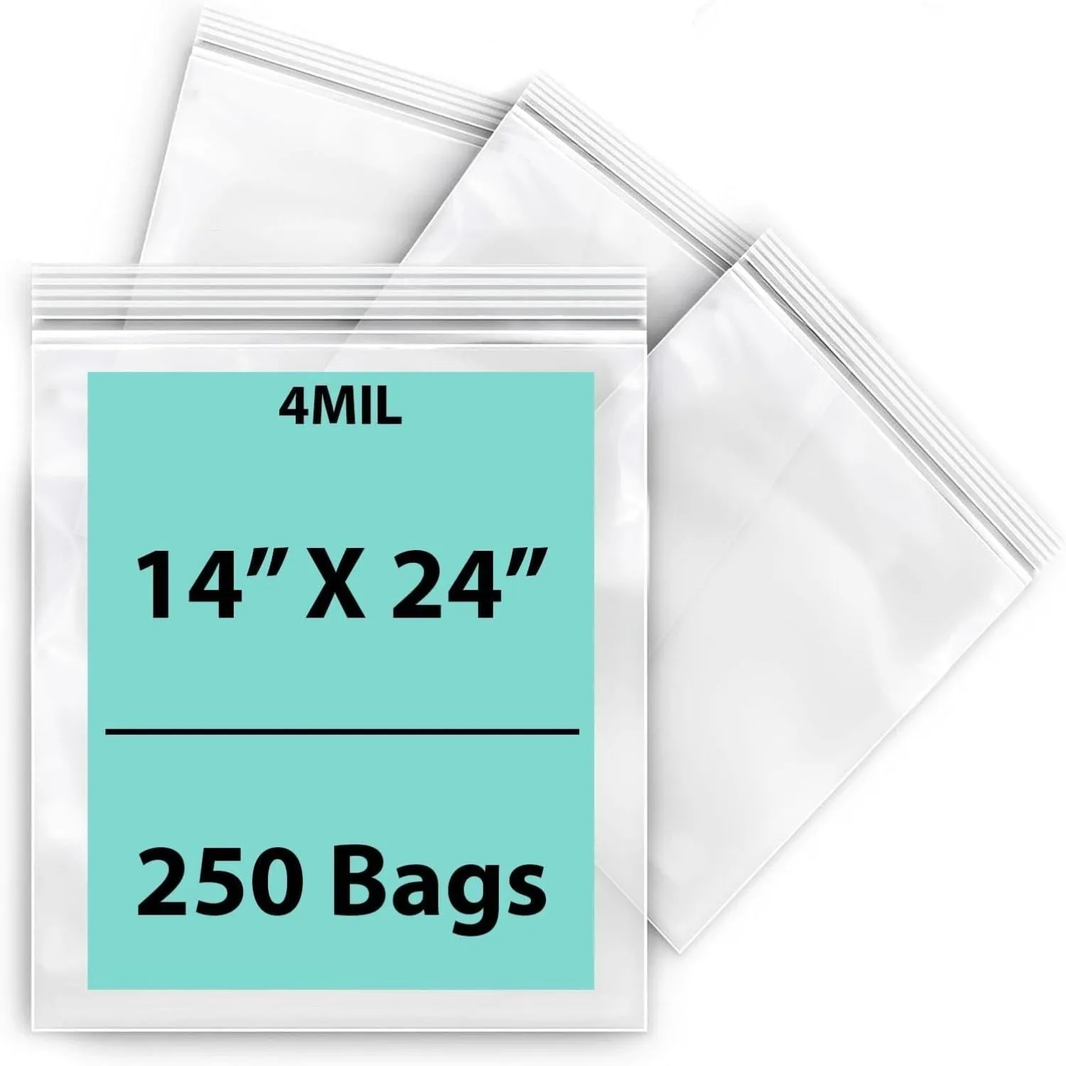 14X24 inches Reclosable Single Line Zipper Poly Bags 4 Mil (LDPE) 3 Gallon Size