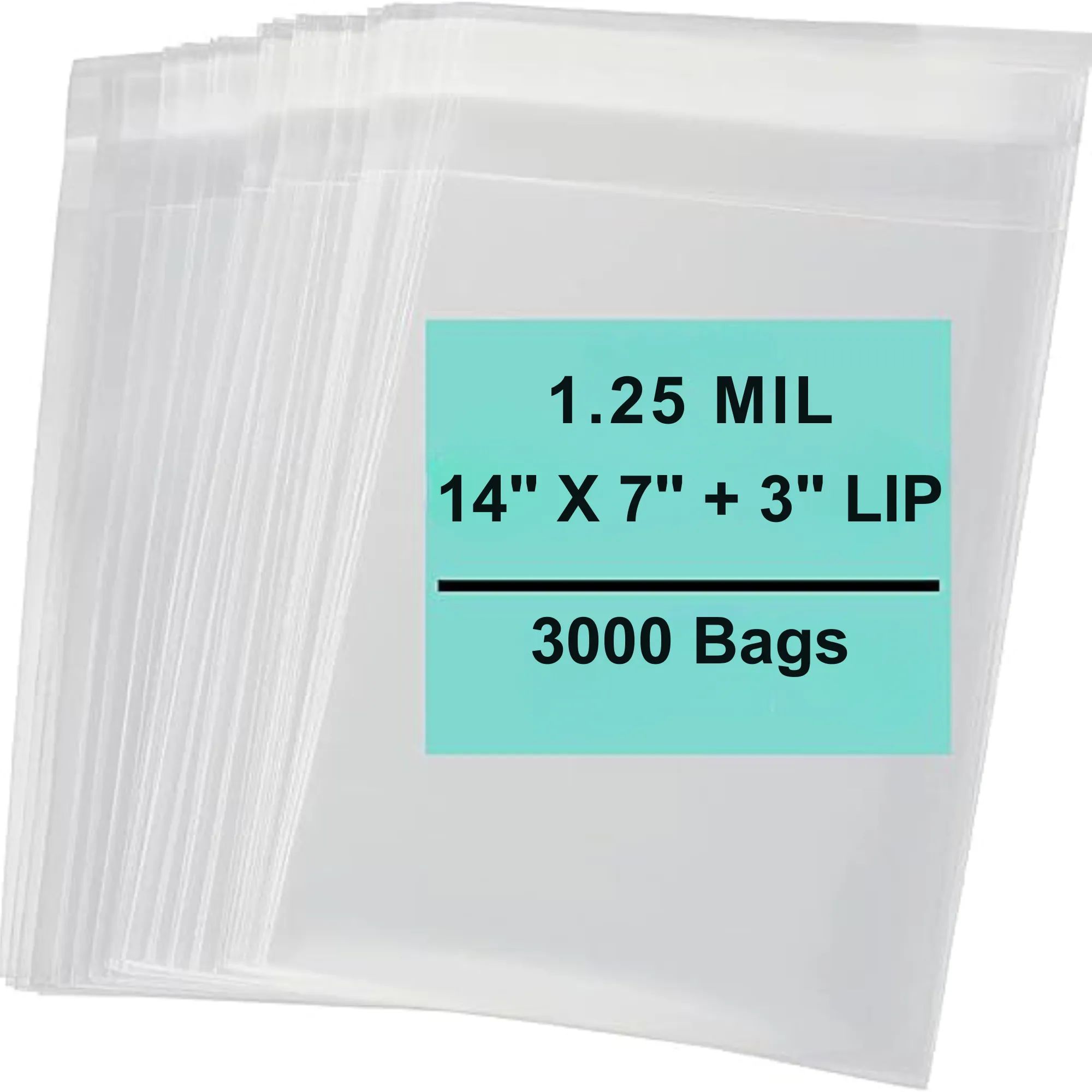 14X7 3 inches Lip and Tape Resealable Bags Co-Extruded 1.25 Mil PPE