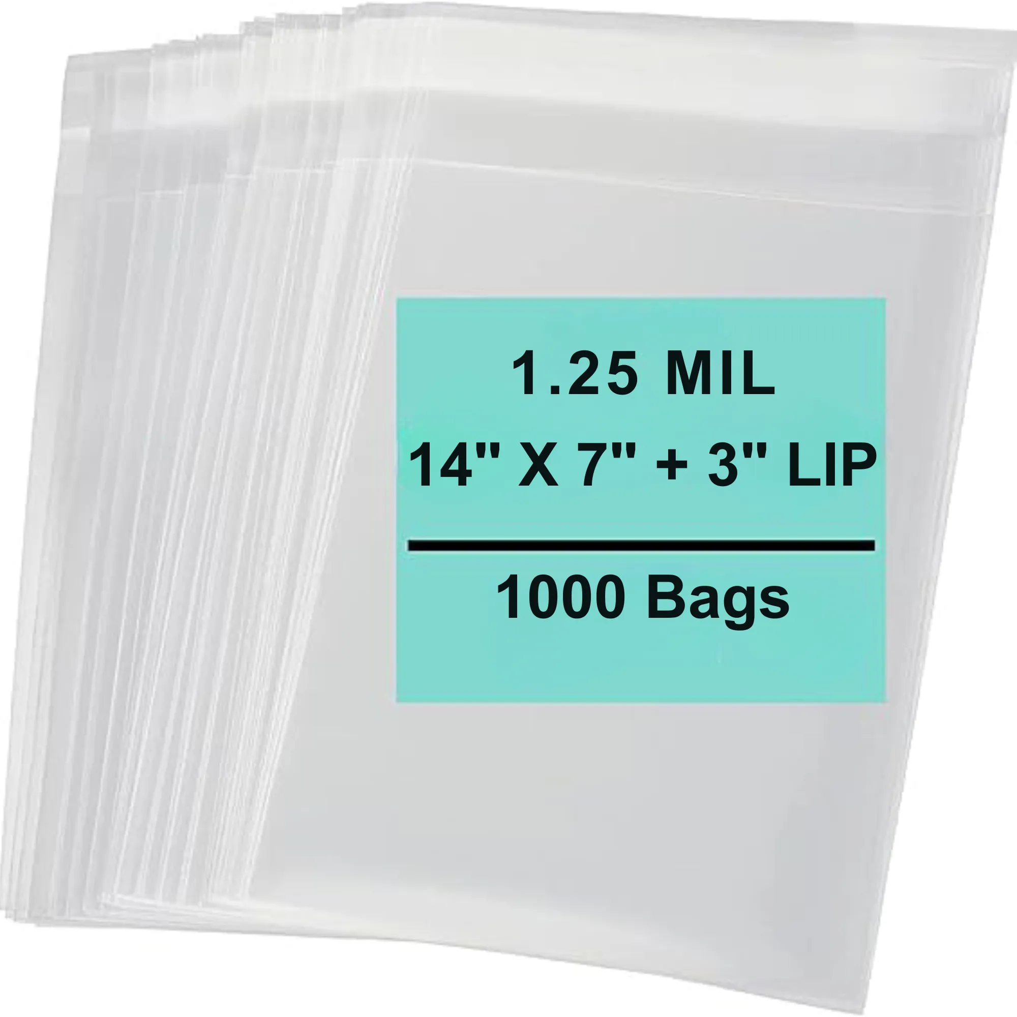 14X7 3 inches Lip and Tape Resealable Bags Co-Extruded 1.25 Mil PPE