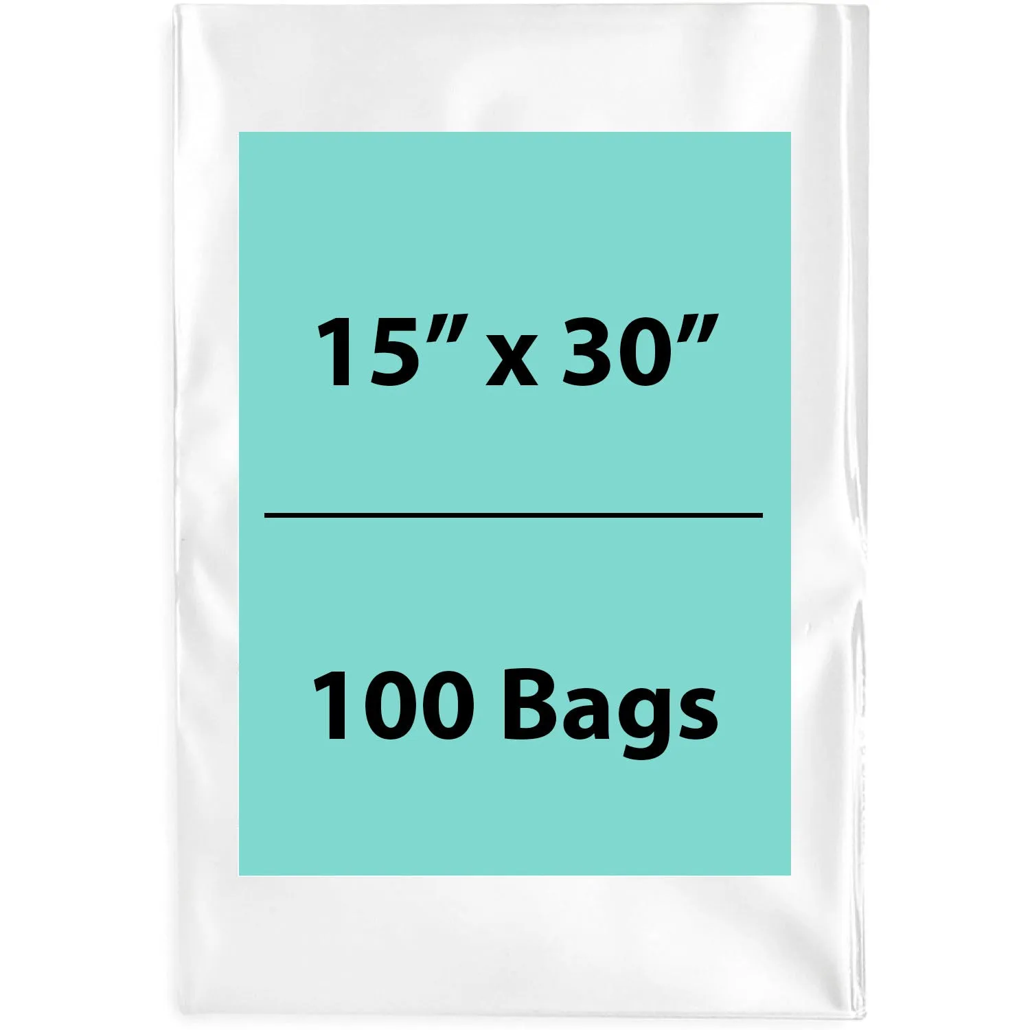 15X30 inches Clear Flat Poly Bags 1.5Mil Open Top (LDPE)
