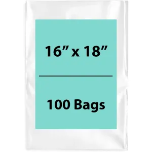 16X18 inches Clear Flat Poly Bags 3Mil Open Top (LDPE)