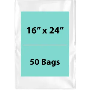 16X24 inches Clear Flat Poly Bags 4Mil Open Top (LDPE)