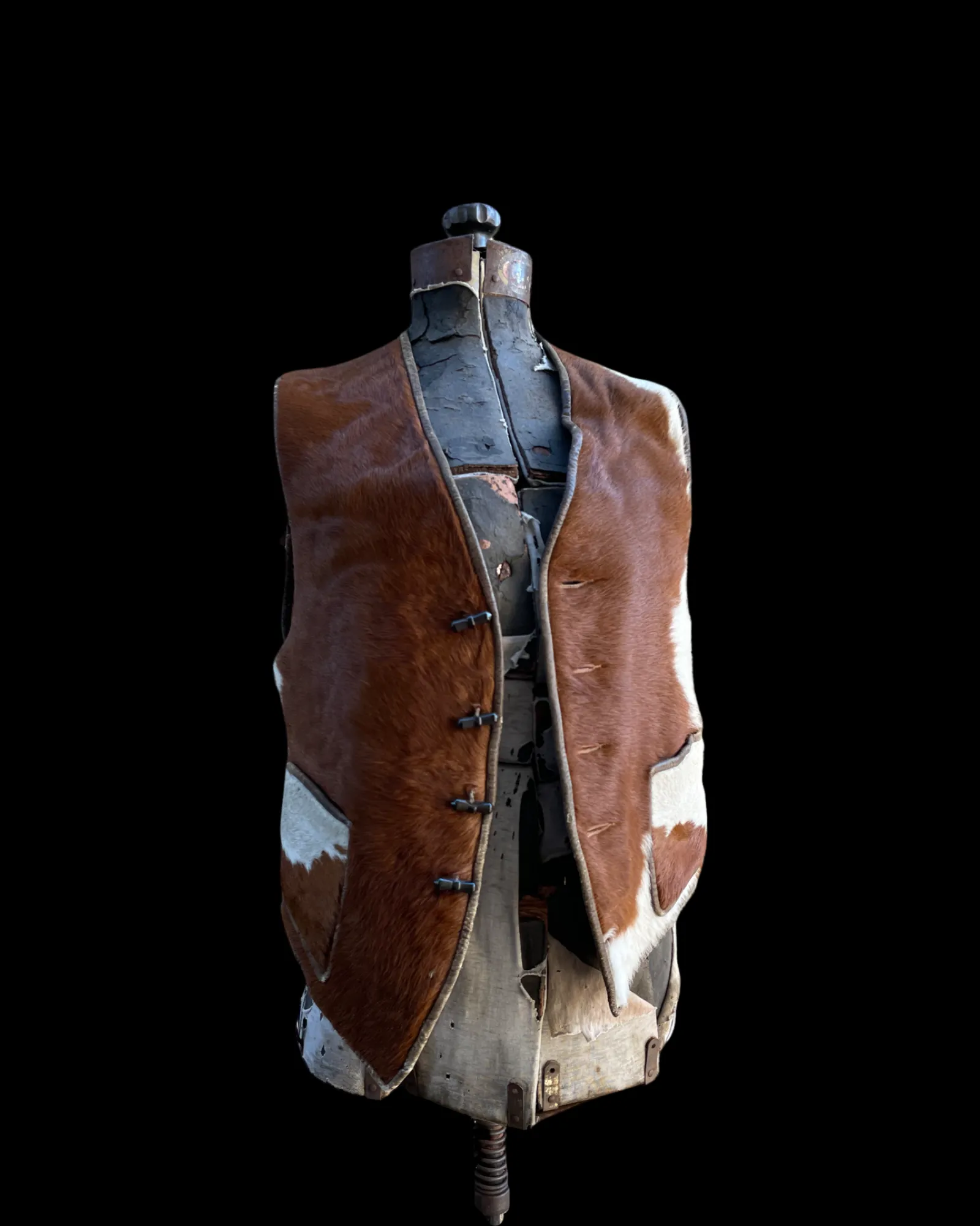 1940s Hair-On-Cowhide Fringe Leather Western Vest