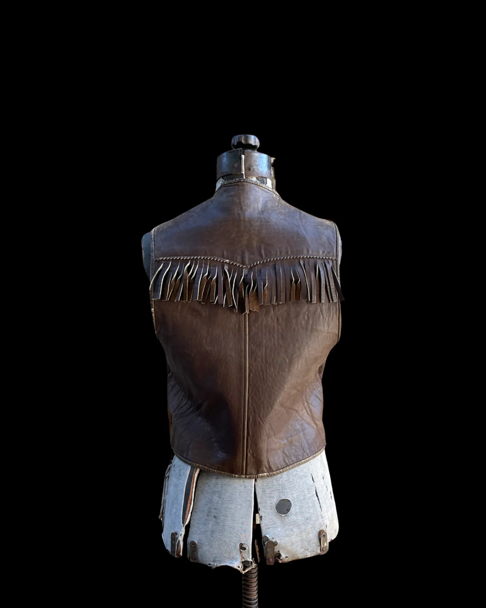 1940s Hair-On-Cowhide Fringe Leather Western Vest