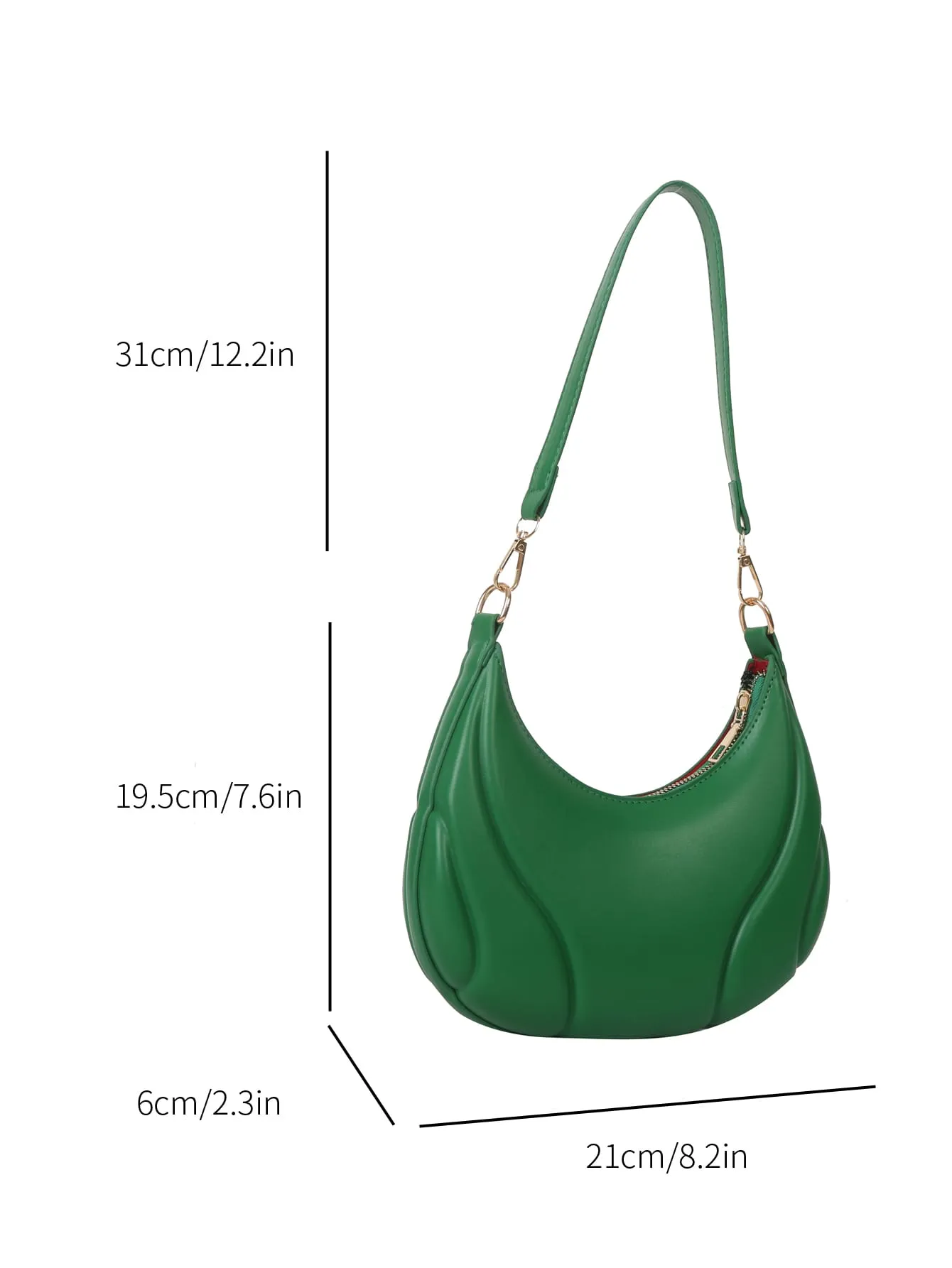 1pc Embossed Green Pu Leather Shoulder Bag - Green