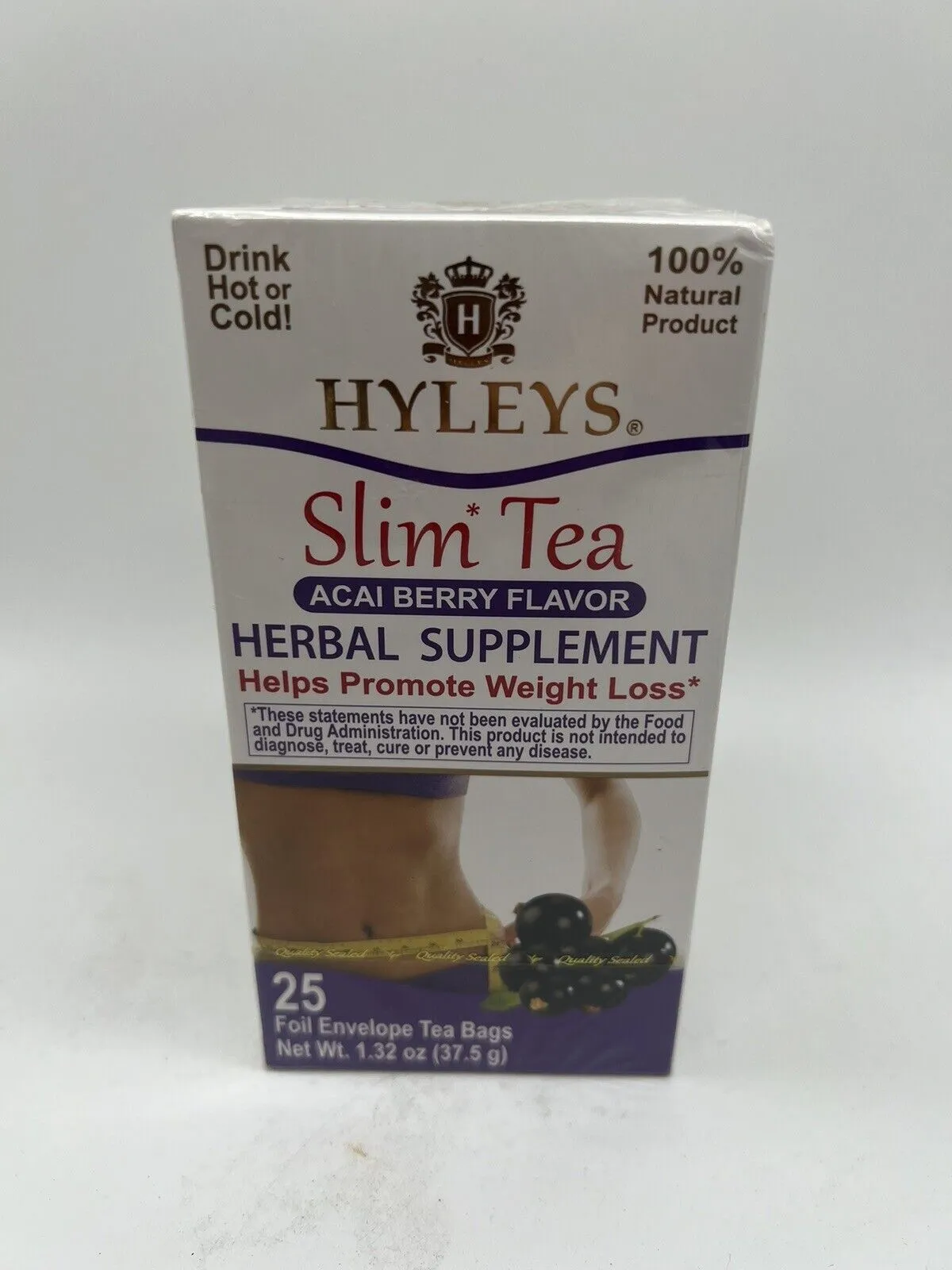 (2) Hyleys Slim Green Tea Açaí & Goji Berry ￼￼Metabolism Weight Loss 25 Bags