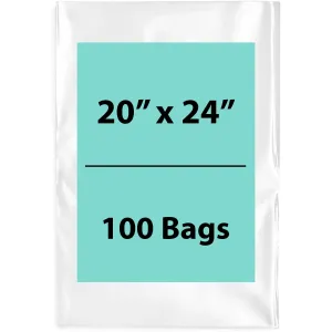 20X24 inches Clear Flat Poly Bags 2Mil Open Top (LDPE)