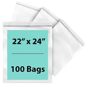 22X24 inches Reclosable Single Line Zipper Poly Bags 2 Mil (LDPE)