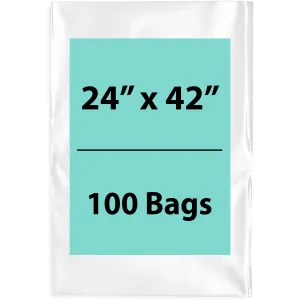24X42 inches Clear Flat Poly Bags 4Mil Open Top (LDPE)
