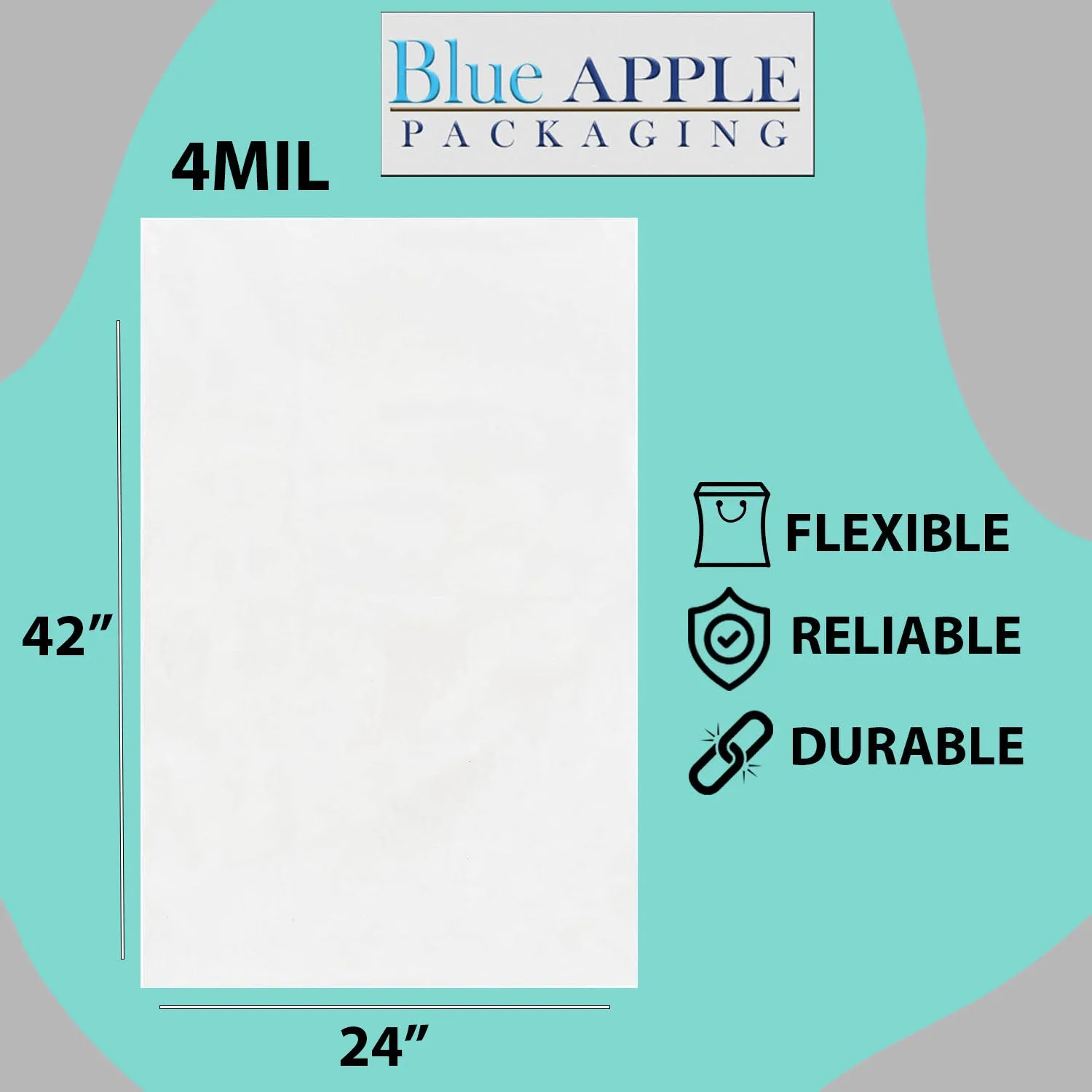 24X42 inches Clear Flat Poly Bags 4Mil Open Top (LDPE)
