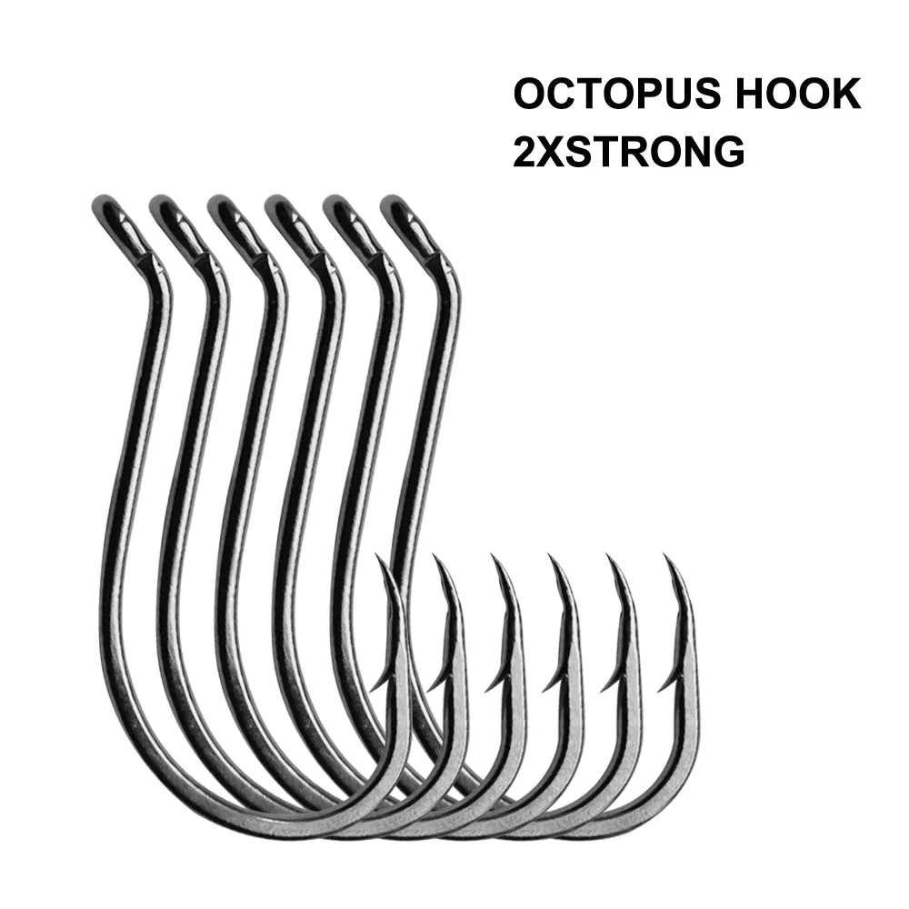 25-100pcs 2XStrong Offset Heavy-duty Octopus Hooks Fishing Tackle