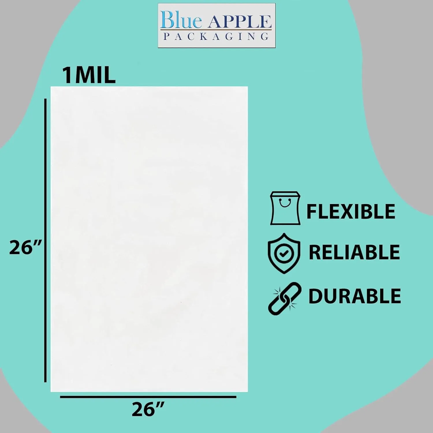 26X26 inches Clear Flat Poly Bags 1Mil Open Top (LDPE)