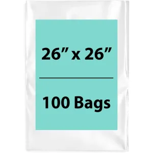 26X26 inches Clear Flat Poly Bags 1Mil Open Top (LDPE)