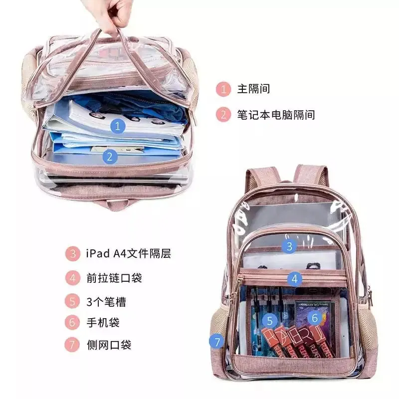 2in1 Transparent Backpack – Bags for Girls/Women