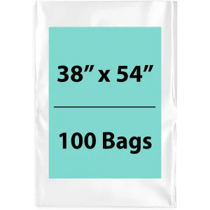 38X54 inches Clear Flat Poly Bags 1.5Mil Open Top (LDPE)