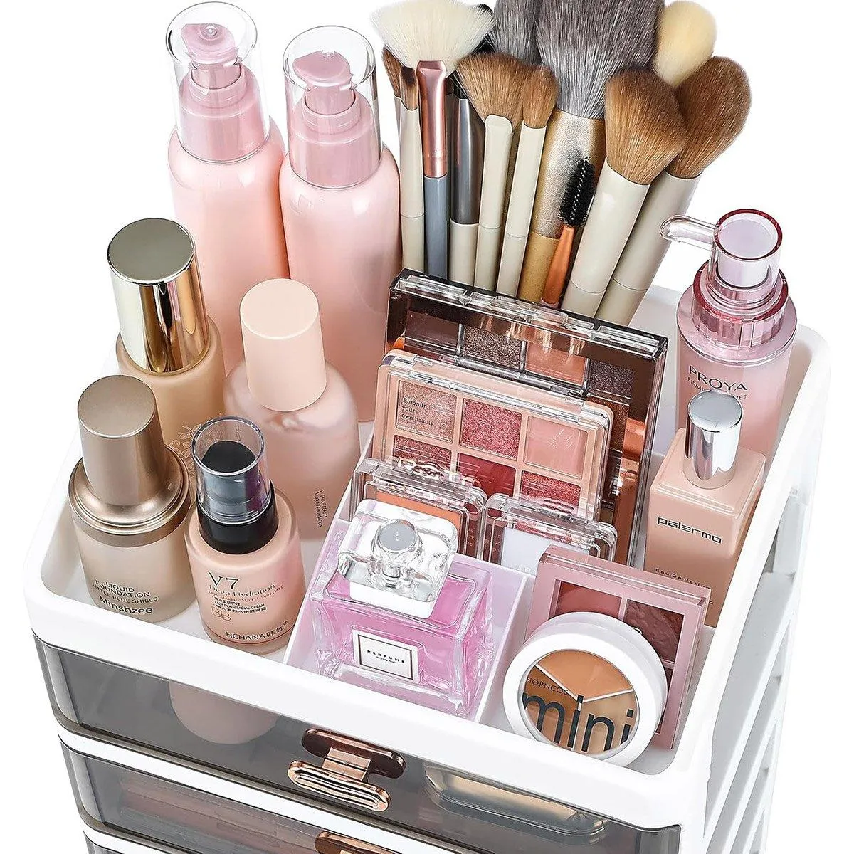 3Layer Cosmetic Organiser Storage Drawer Case Makeup Box for Home and Bathroom